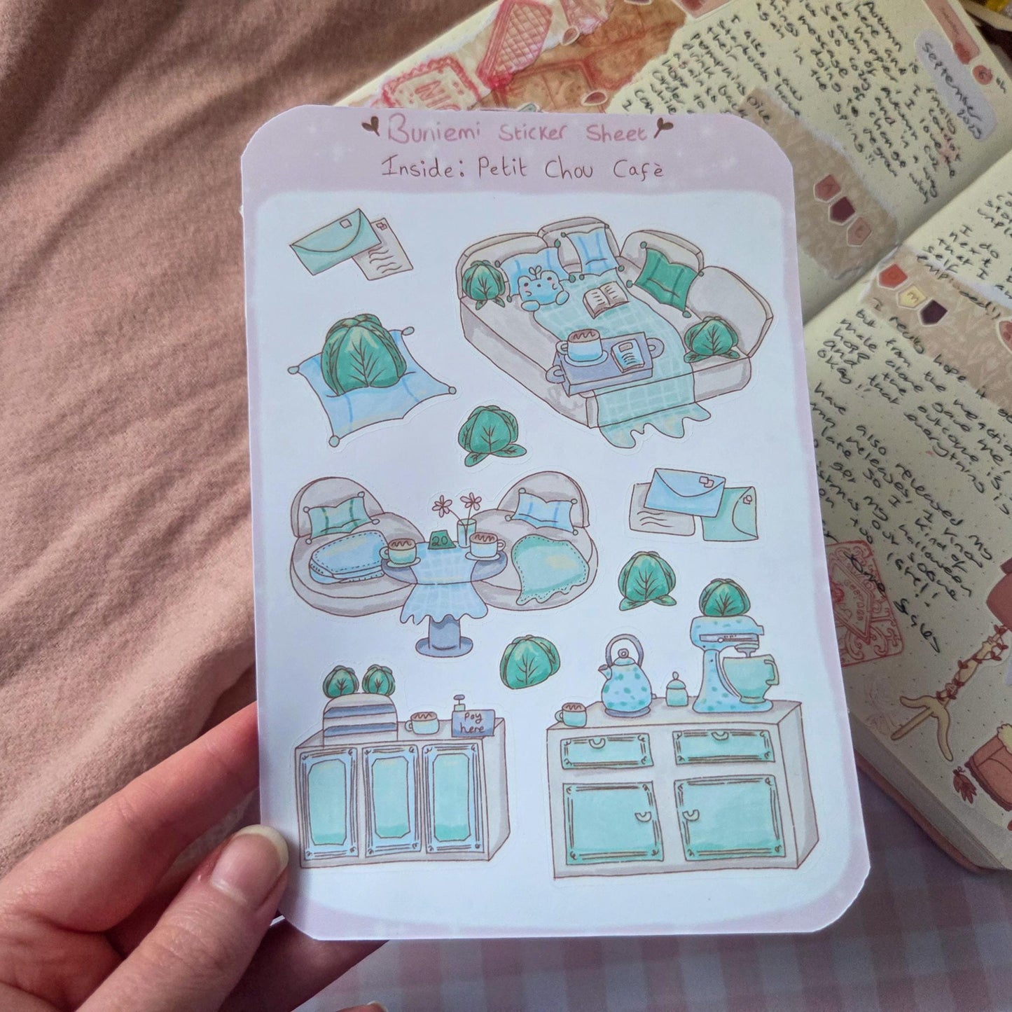 Interior of La Petit Chou Café Sticker Sheet