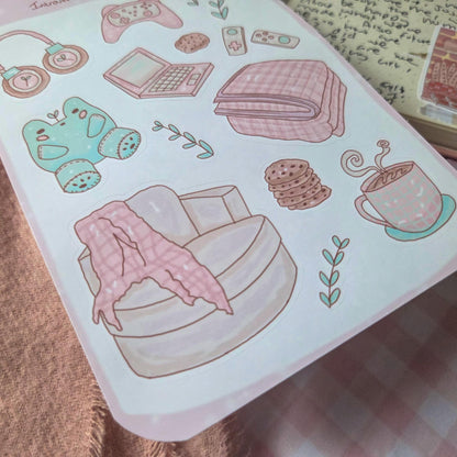 Pastel Introvert Gamer sticker sheet