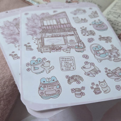 Blossom Café sticker sheet