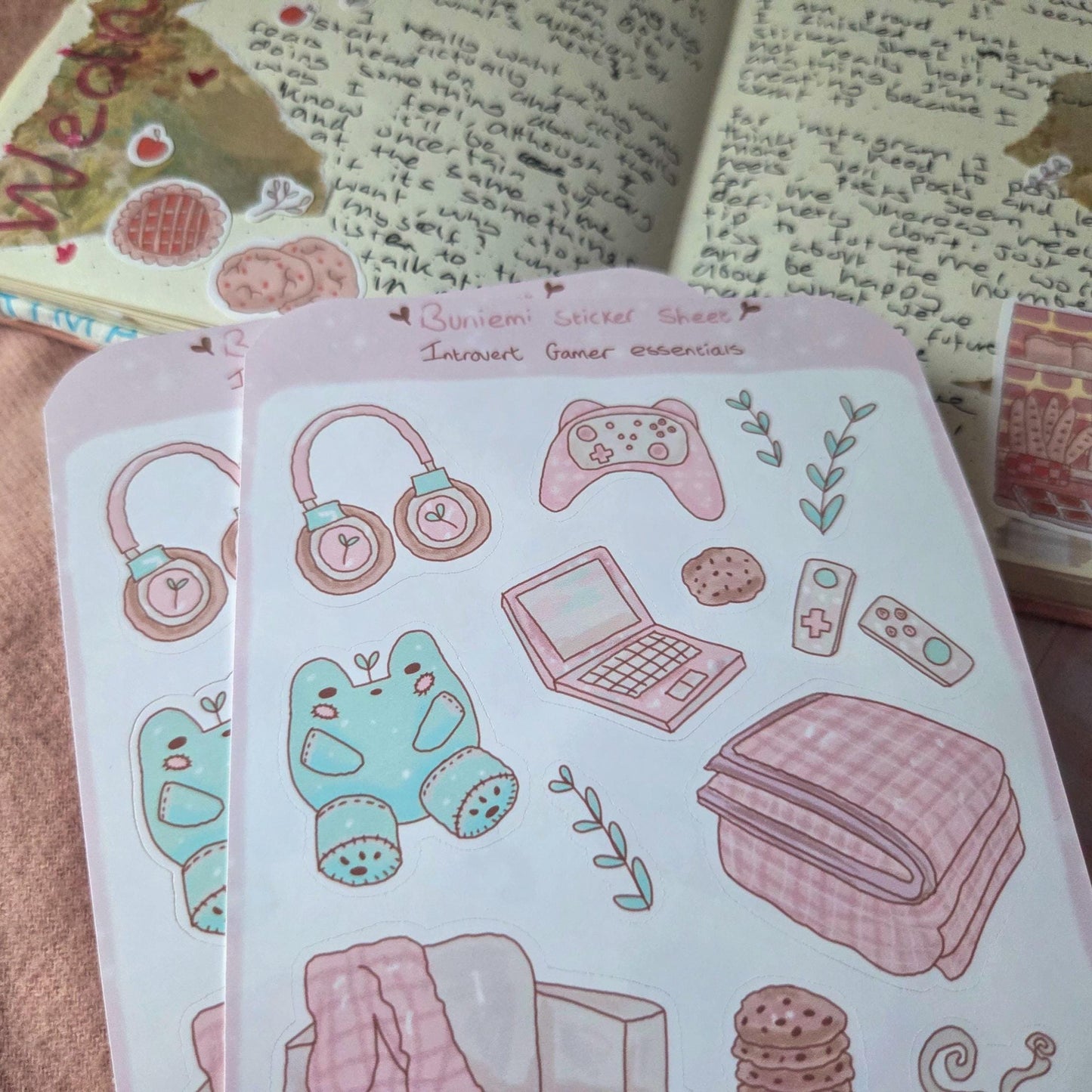 Pastel Introvert Gamer sticker sheet
