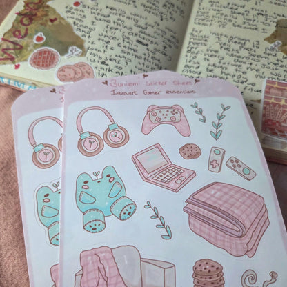Pastel Introvert Gamer sticker sheet