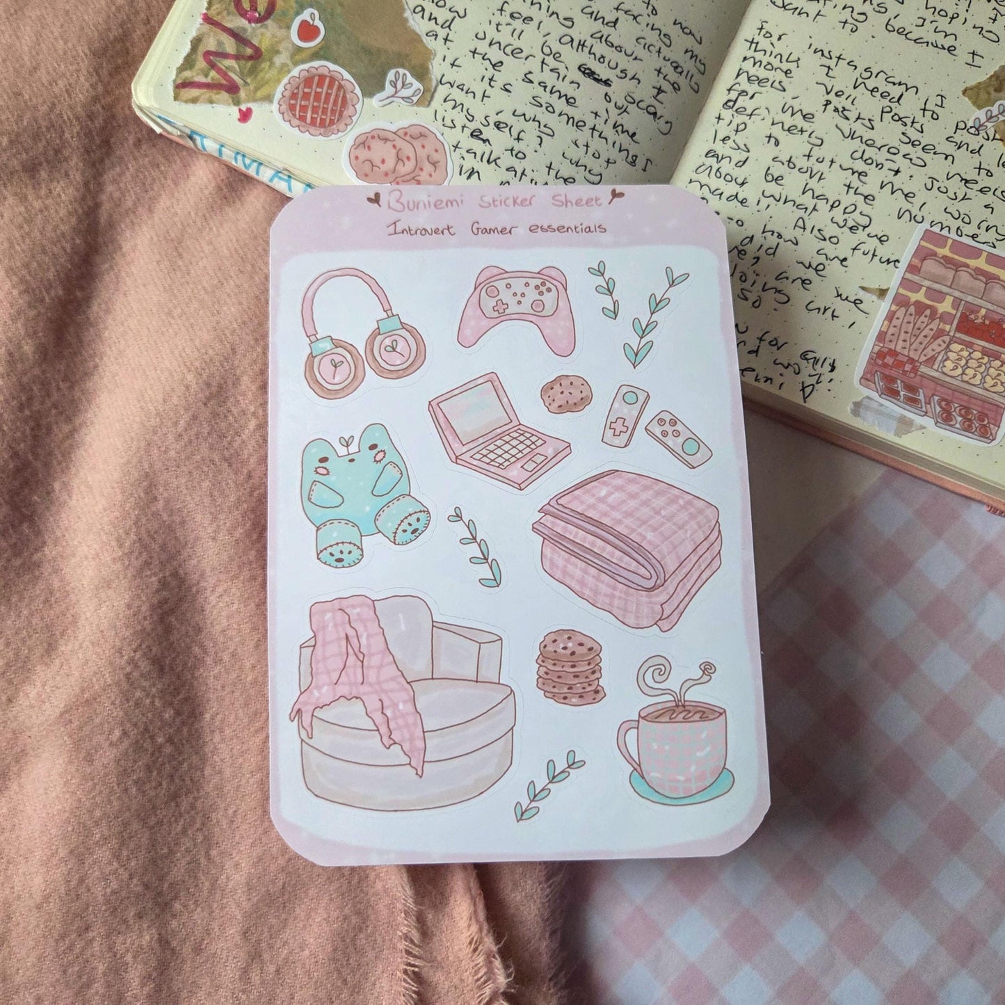 Pastel Introvert Gamer sticker sheet