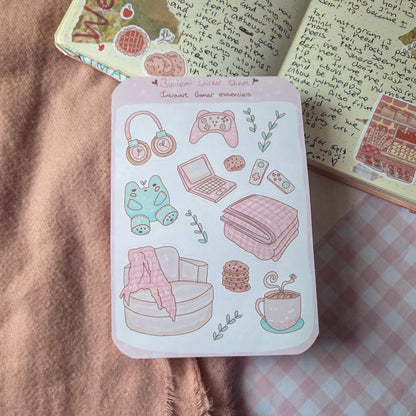 Pastel Introvert Gamer sticker sheet