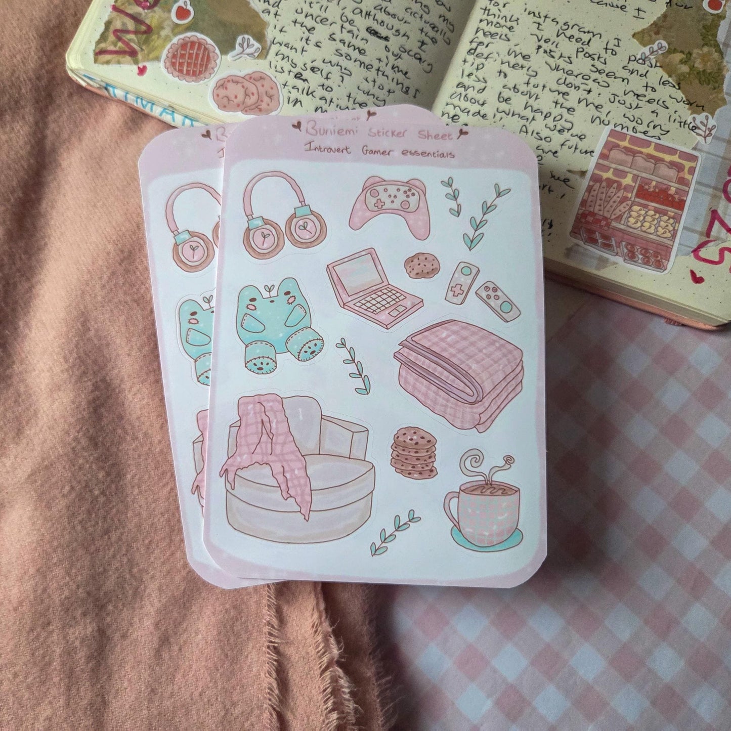 Pastel Introvert Gamer sticker sheet