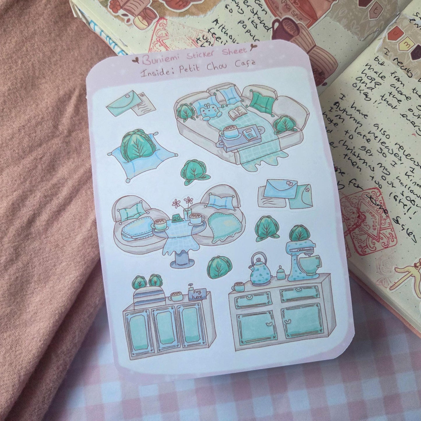 Interior of La Petit Chou Café Sticker Sheet