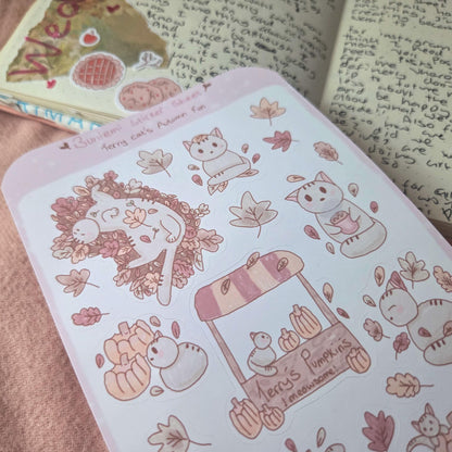 Autumn Cat Fun Sticker Sheet