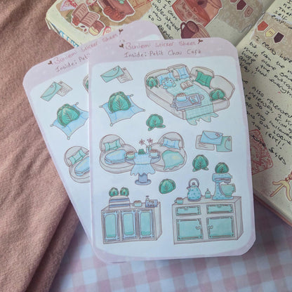 Interior of La Petit Chou Café Sticker Sheet