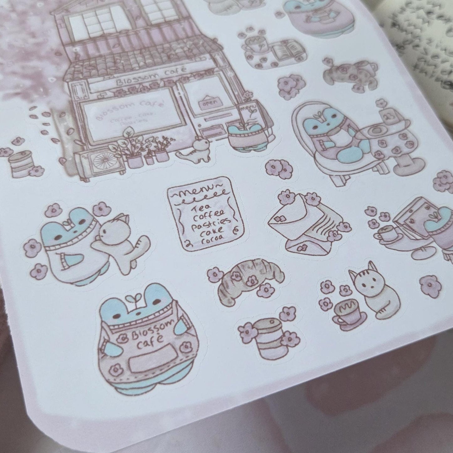 Blossom Café sticker sheet