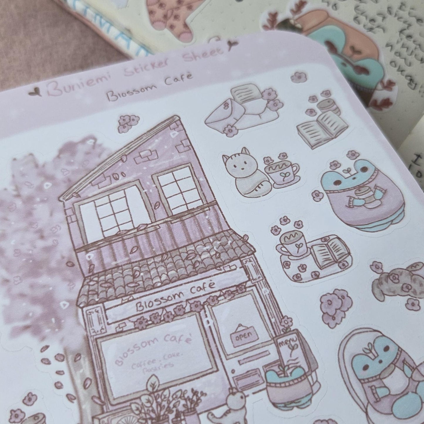 Blossom Café sticker sheet