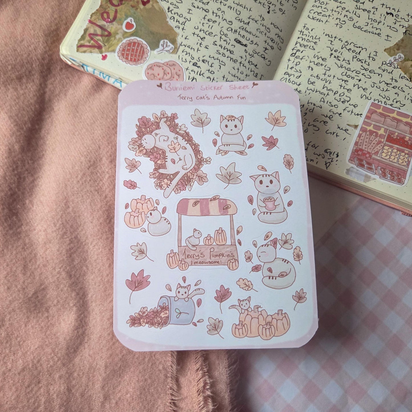 Autumn Cat Fun Sticker Sheet