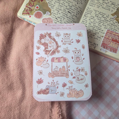 Autumn Cat Fun Sticker Sheet