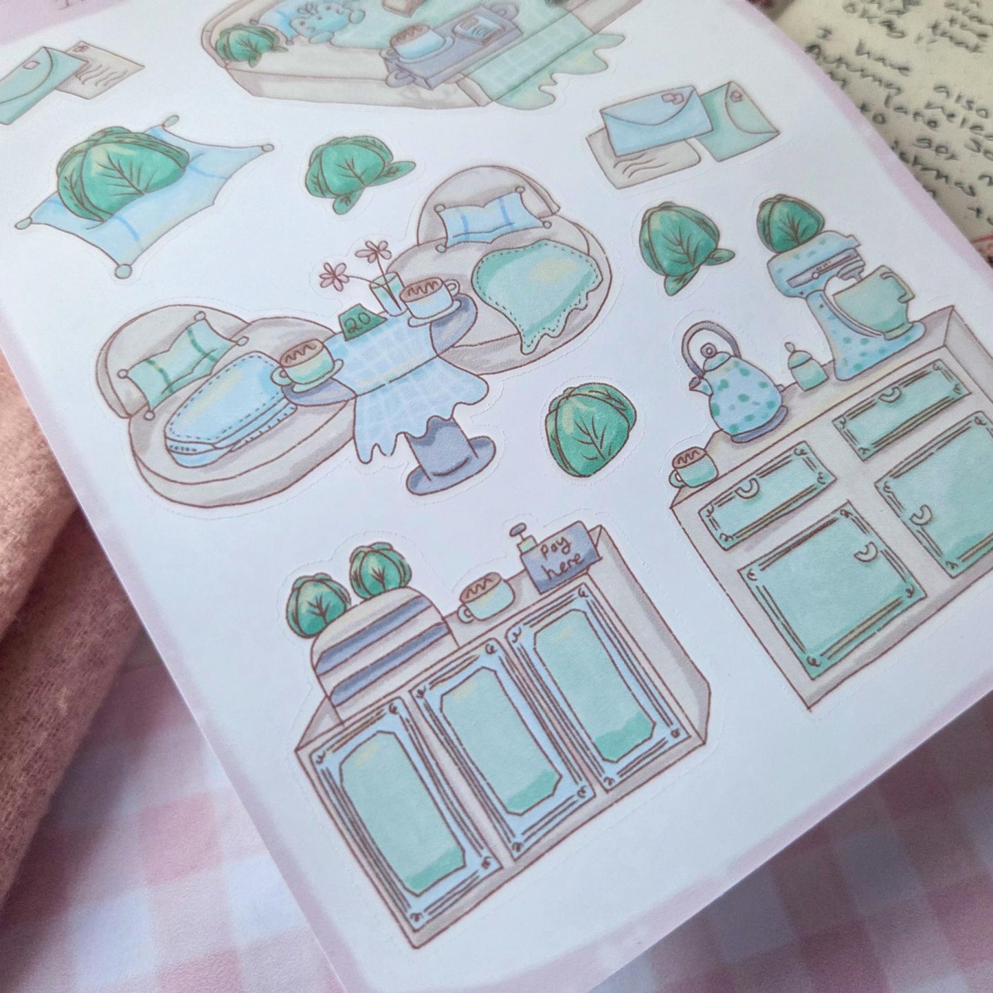 Interior of La Petit Chou Café Sticker Sheet