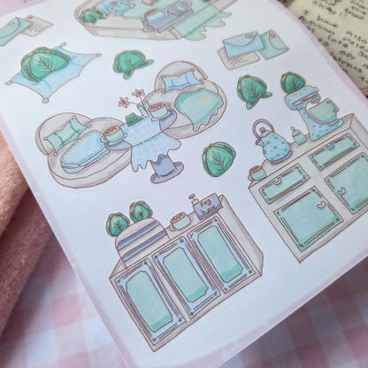 Interior of La Petit Chou Café Sticker Sheet