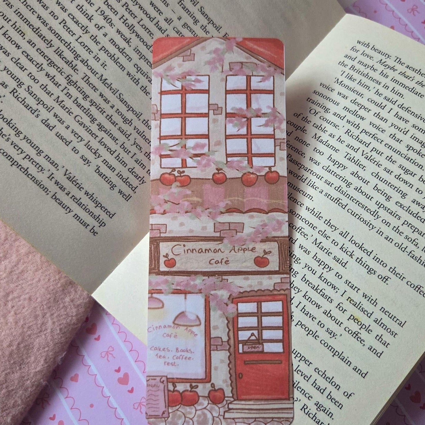 Cinnamon Apple Café Double-sided bookmark