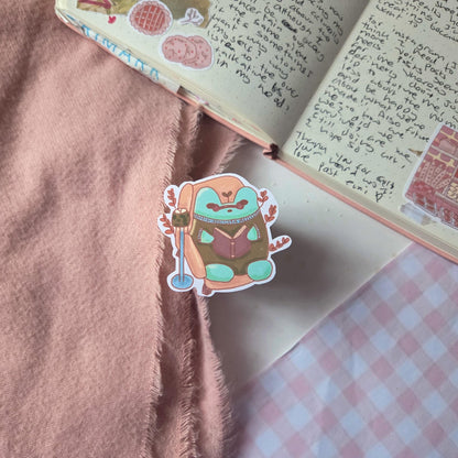 Cozy Reading Frog sticker