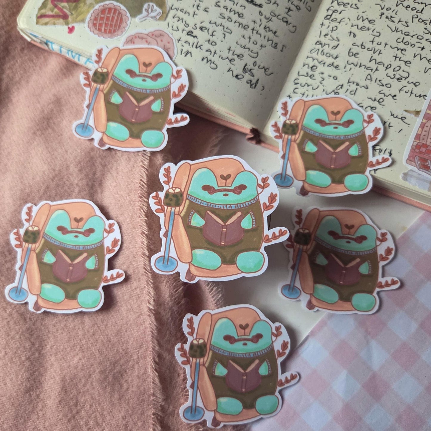 Cozy Reading Frog sticker