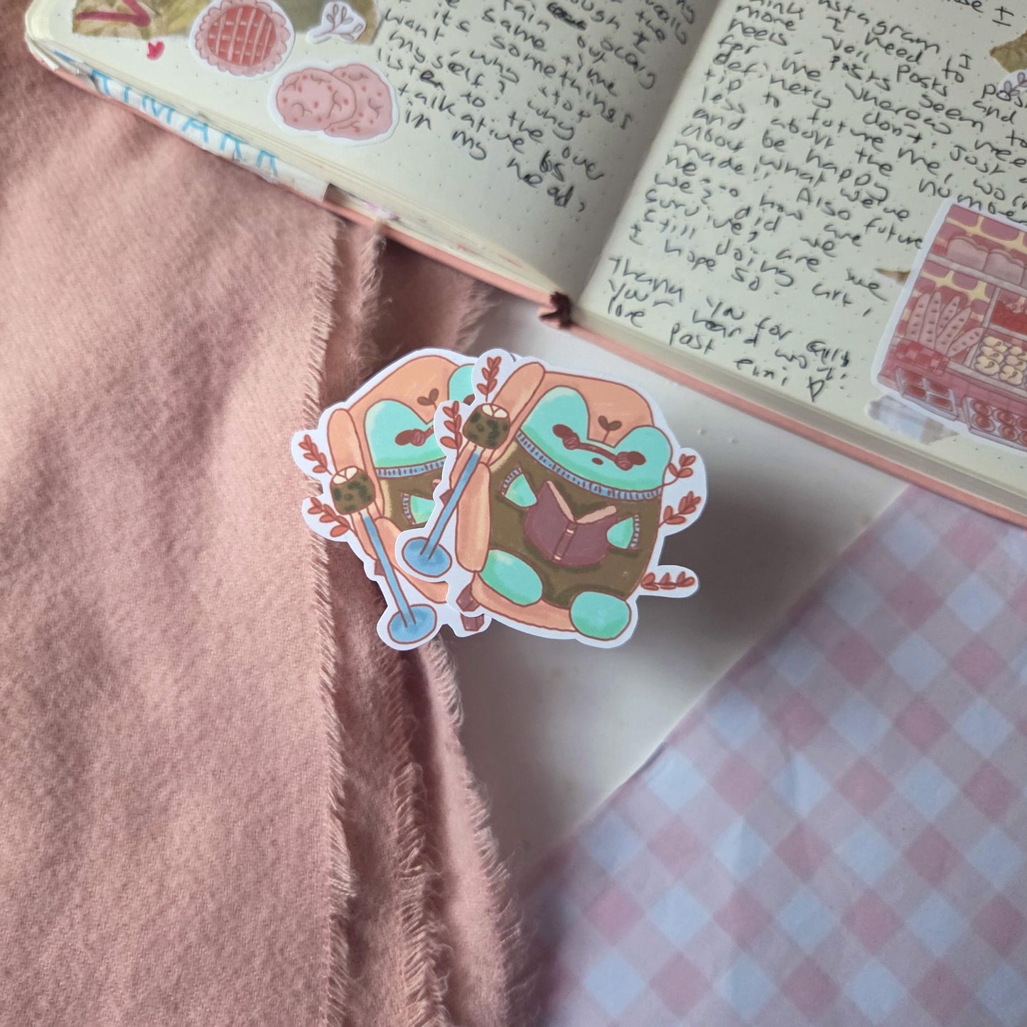 Cozy Reading Frog sticker