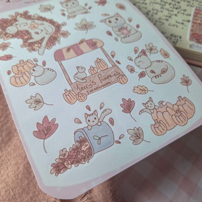 Autumn Cat Fun Sticker Sheet