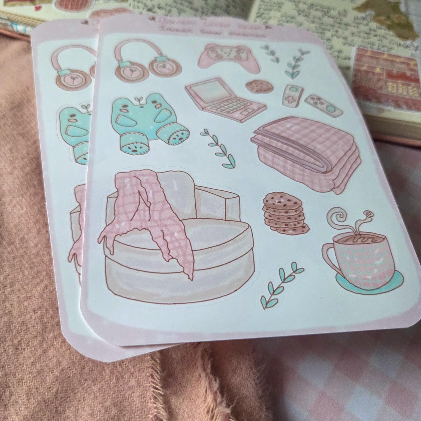 Pastel Introvert Gamer sticker sheet