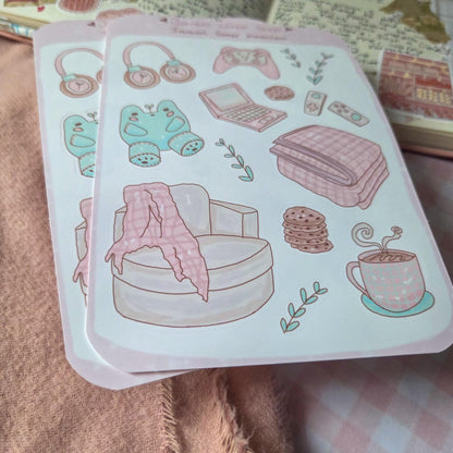 Pastel Introvert Gamer sticker sheet