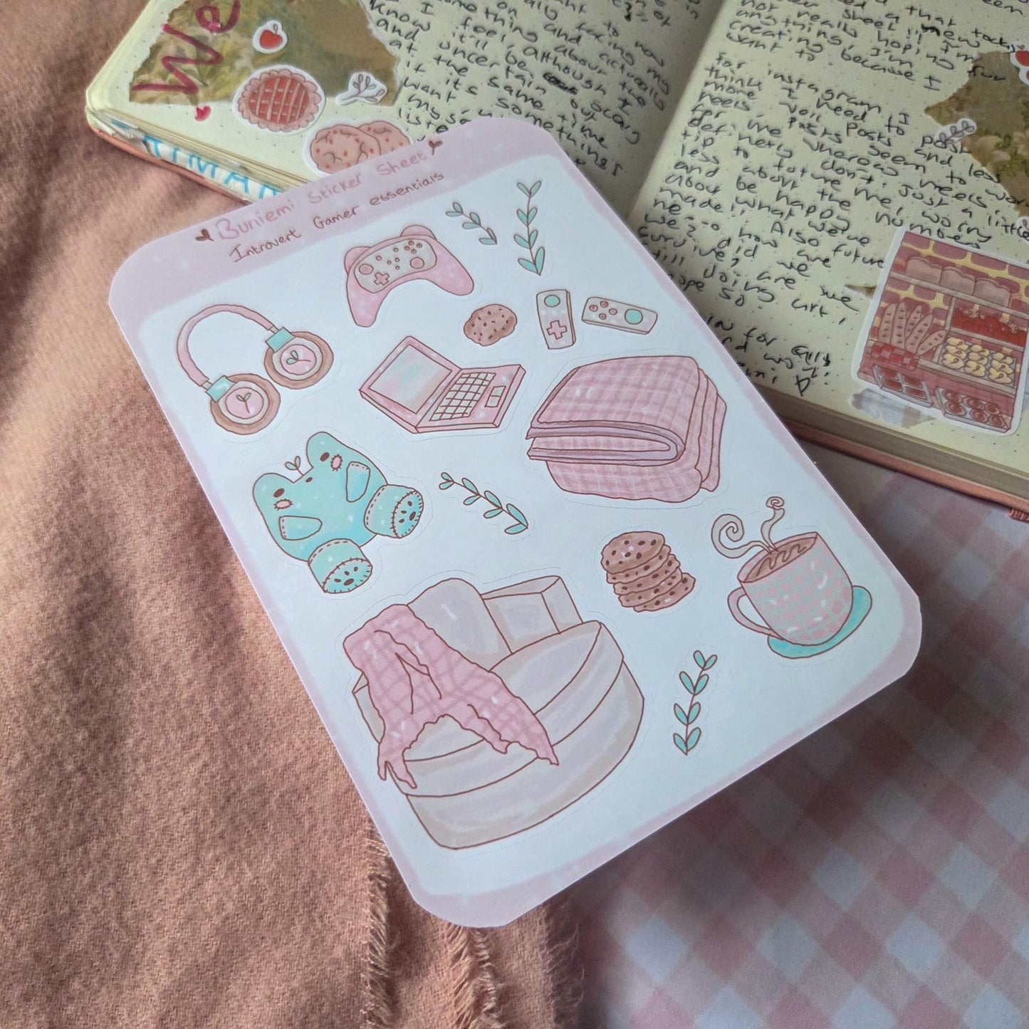 Pastel Introvert Gamer sticker sheet