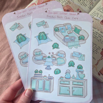 Interior of La Petit Chou Café Sticker Sheet