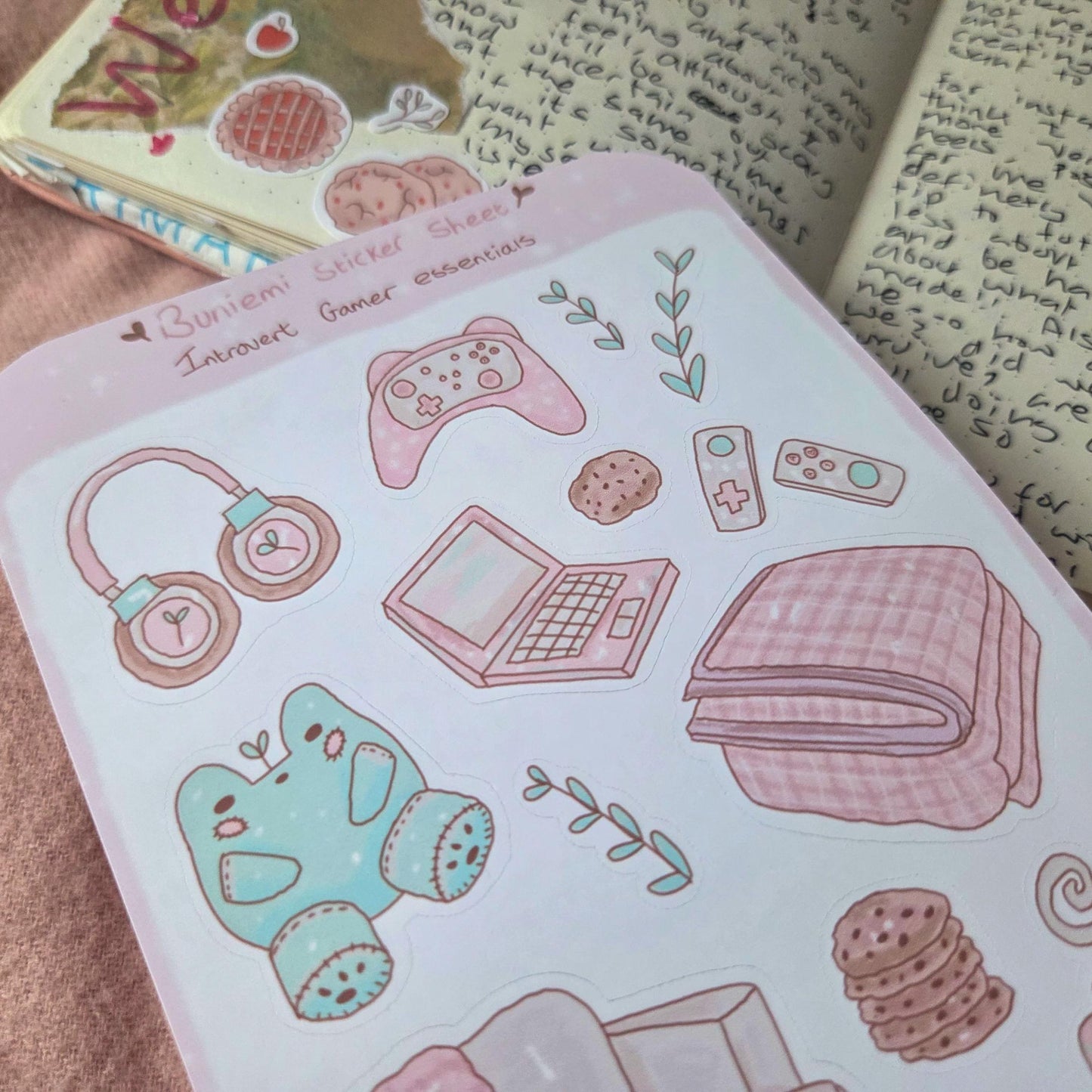 Pastel Introvert Gamer sticker sheet