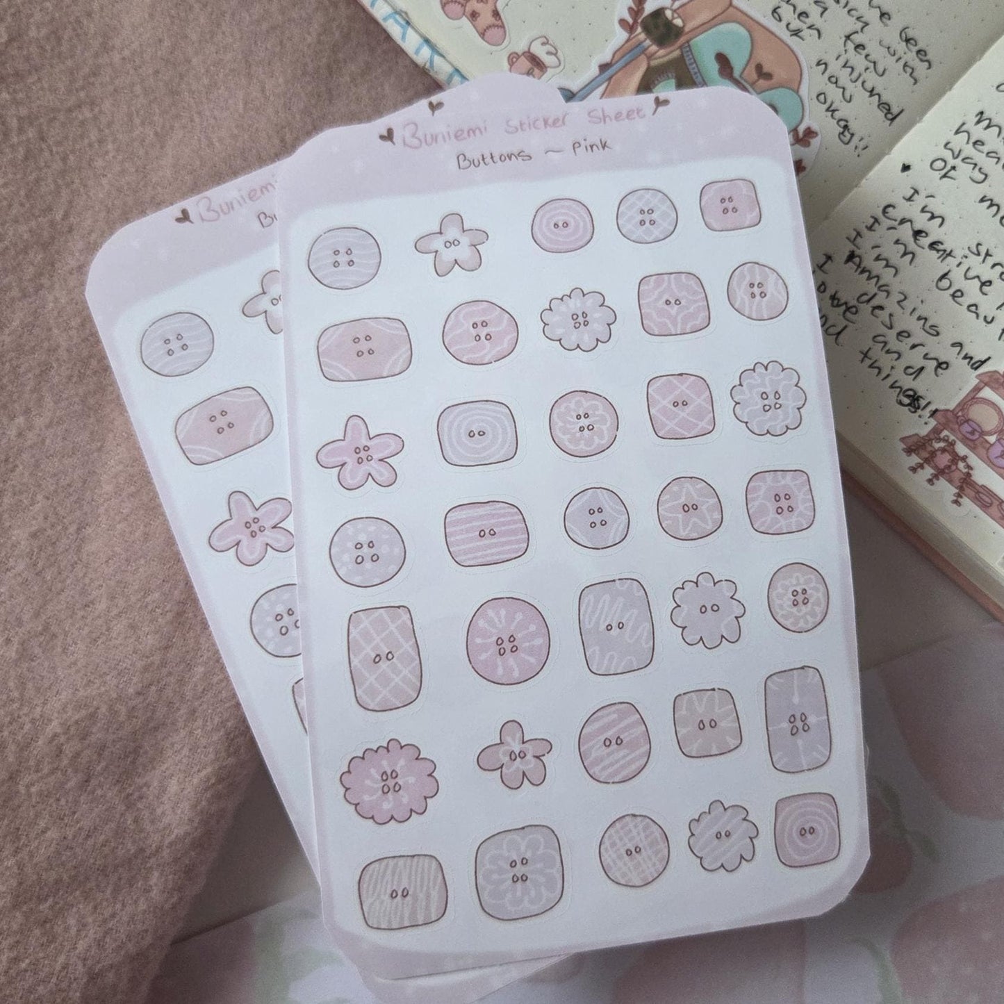 Pink Buttons Deco Stickers