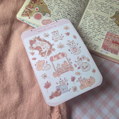 Autumn Cat Fun Sticker Sheet