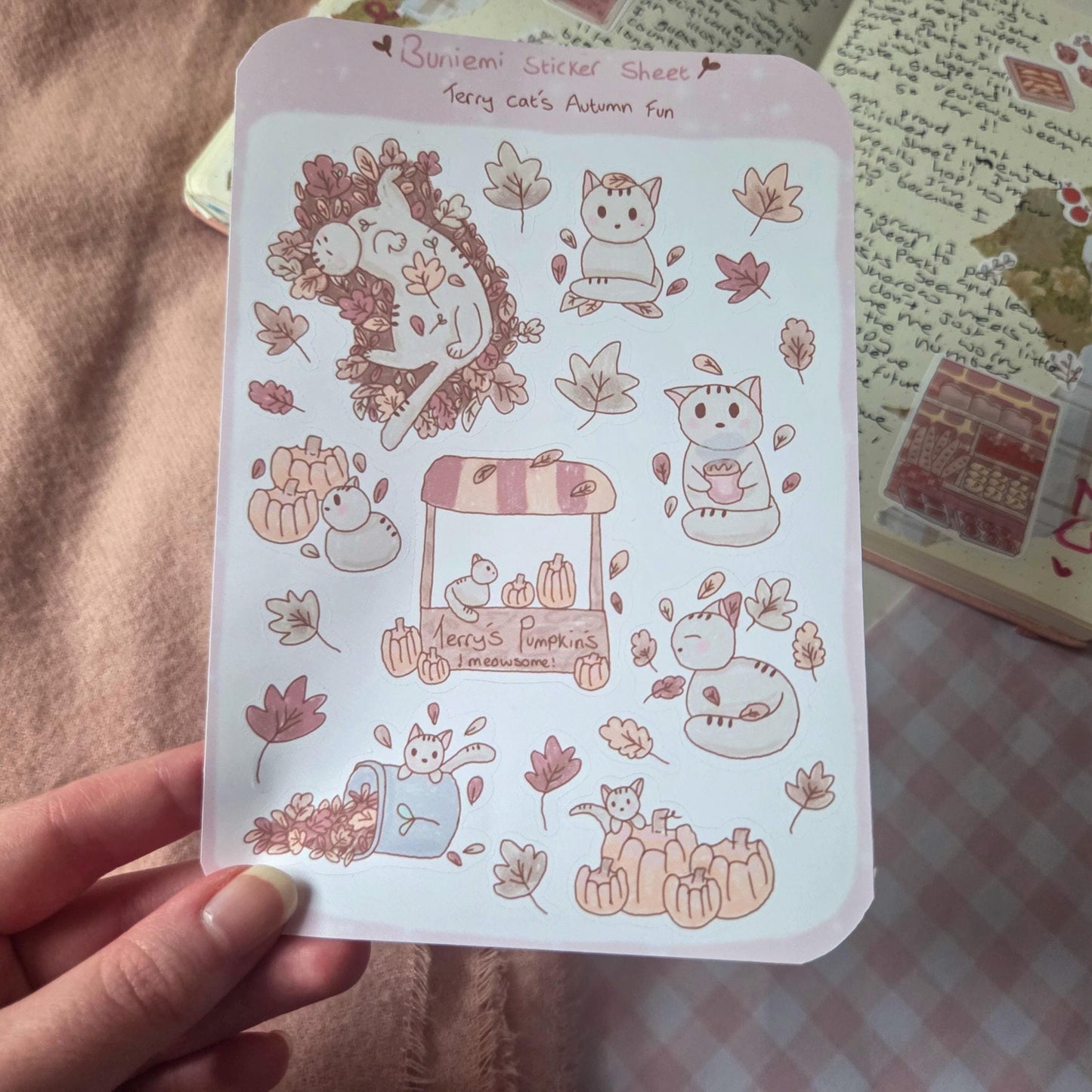 Autumn Cat Fun Sticker Sheet