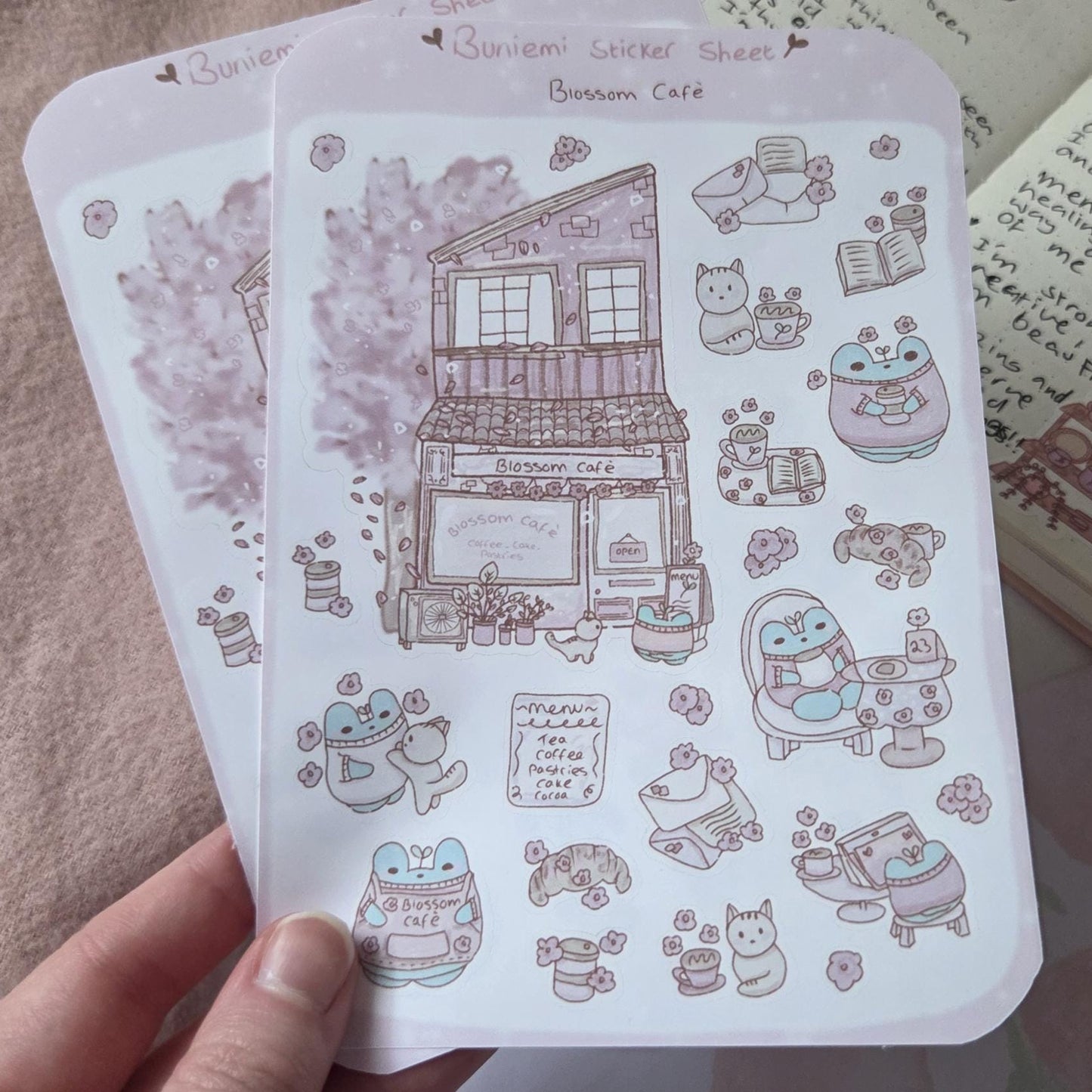 Blossom Café sticker sheet