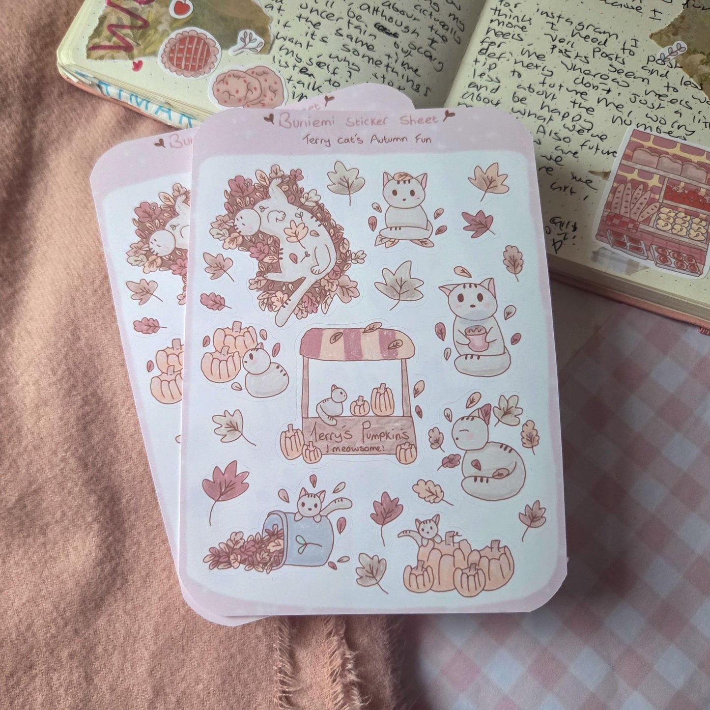 Autumn Cat Fun Sticker Sheet