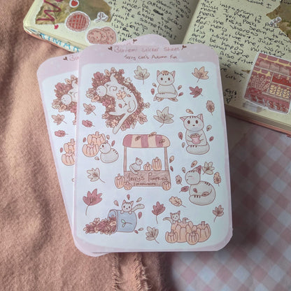 Autumn Cat Fun Sticker Sheet