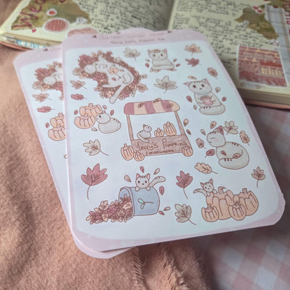 Autumn Cat Fun Sticker Sheet