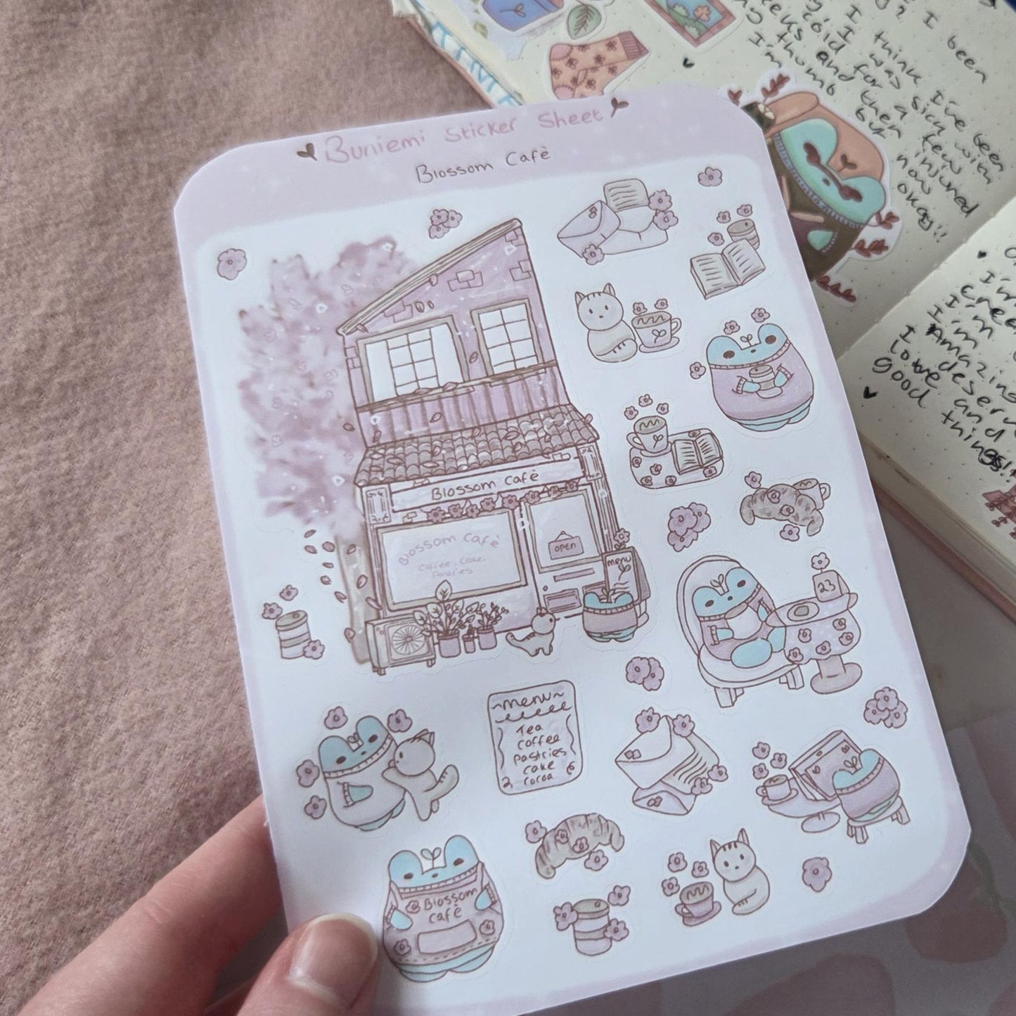 Blossom Café sticker sheet